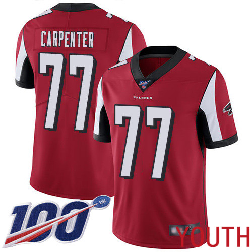Atlanta Falcons Limited Red Youth James Carpenter Home Jersey NFL Football #77 100th Season Vapor Untouchable